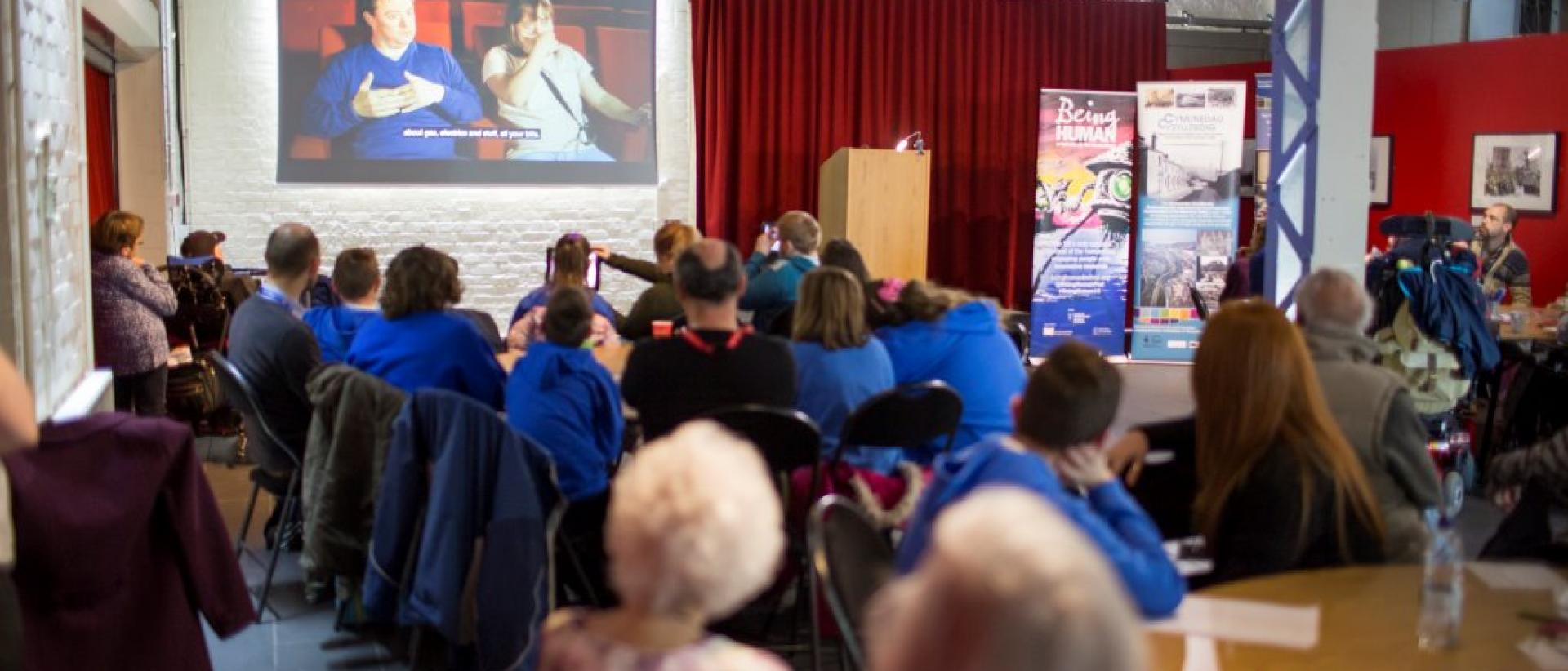 Young people watching a film