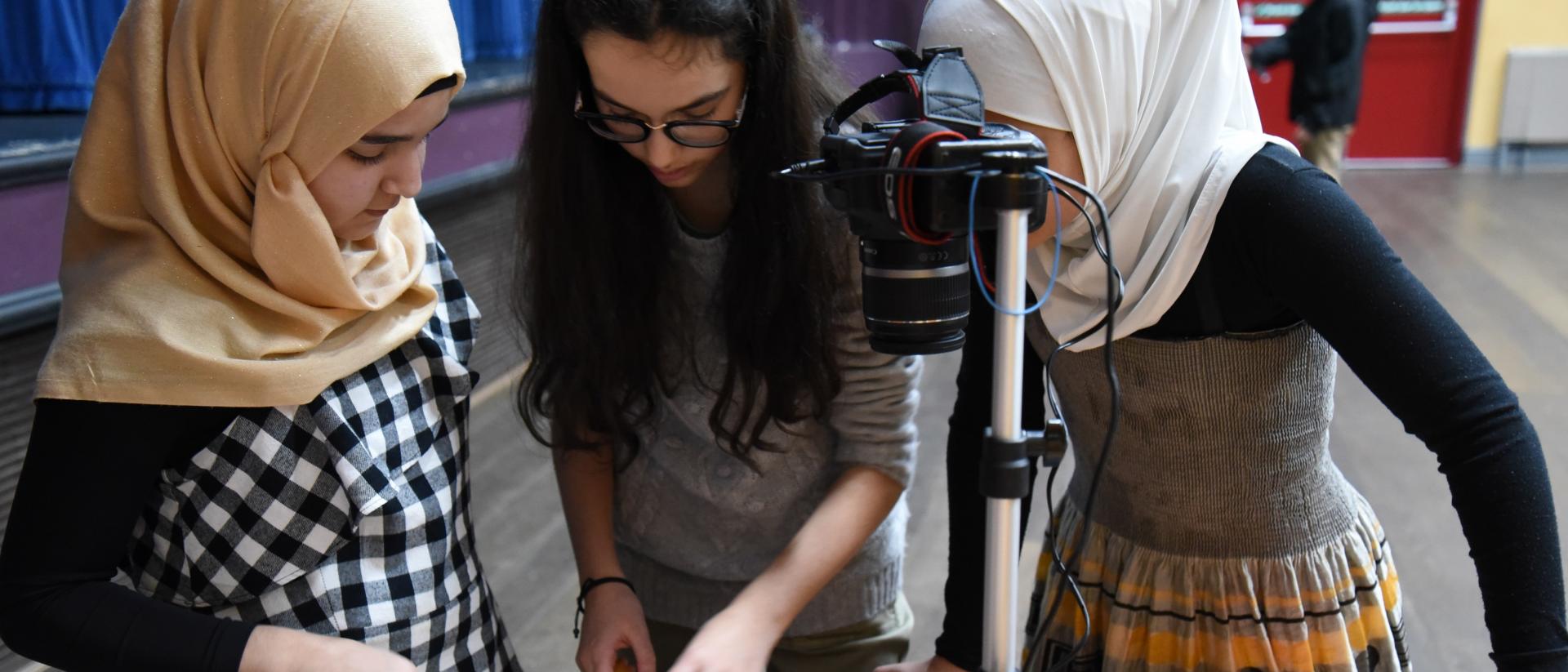 girls making an animated film