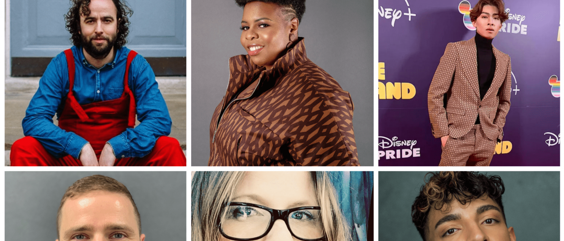 collage of six portrait photos of people