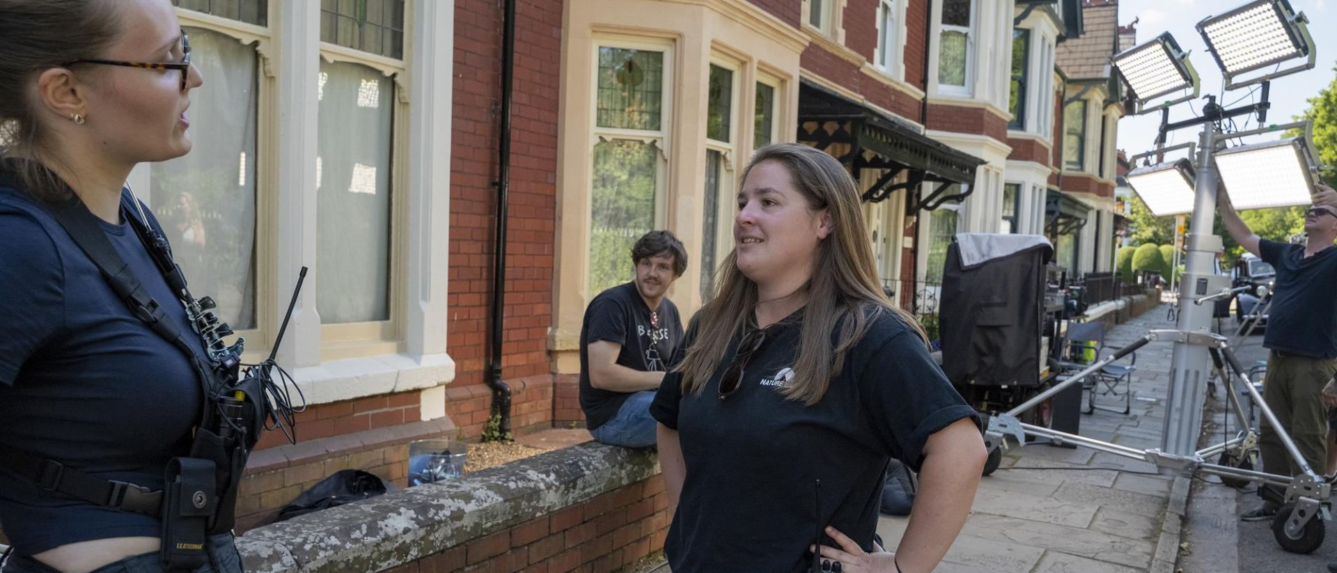 trainee crew on the set of mr burton