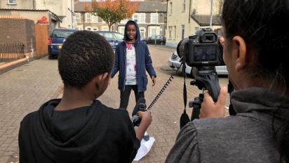 Young people making a film