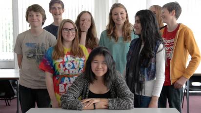 a group of young people pose for a photo as part of an iris prize film education project