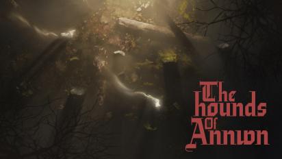 a still from animated short film The Hounds of Annwn featuring ghostly dogs walking through a graveyard in a forest