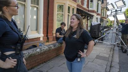 trainee crew on the set of mr burton